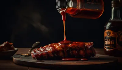 sabrosas chuletas de cerdo en salsa barbacoa