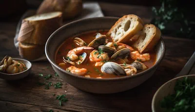 Delicioso caldillo de mariscos