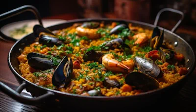 deliciosa paella de mariscos