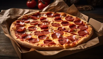 una rica Pizza con Pepperoni