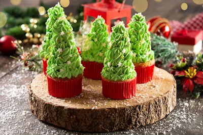 Deliciosos Cupcakes de Árbol de Navidad